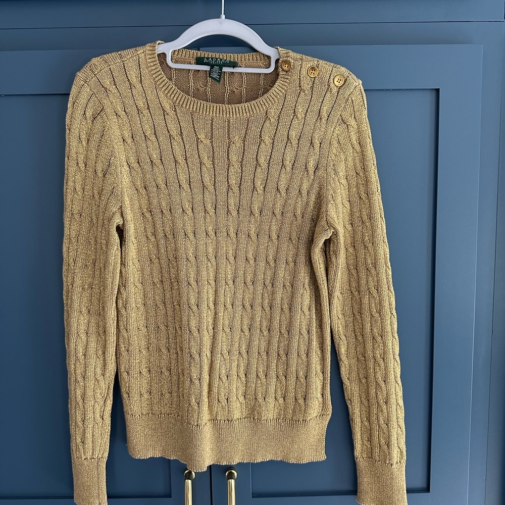 Lauren Ralph Lauren Cable Knit Sweater - Gold